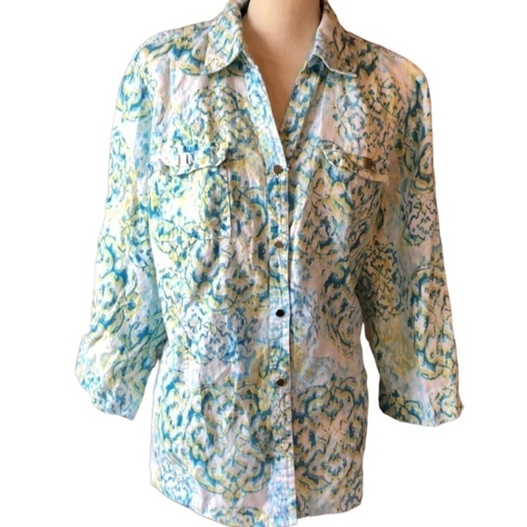𝅺jm Collection Woman Size 18W 100% LINEN Blouse With Two Front Pockets - Picture 1 of 9